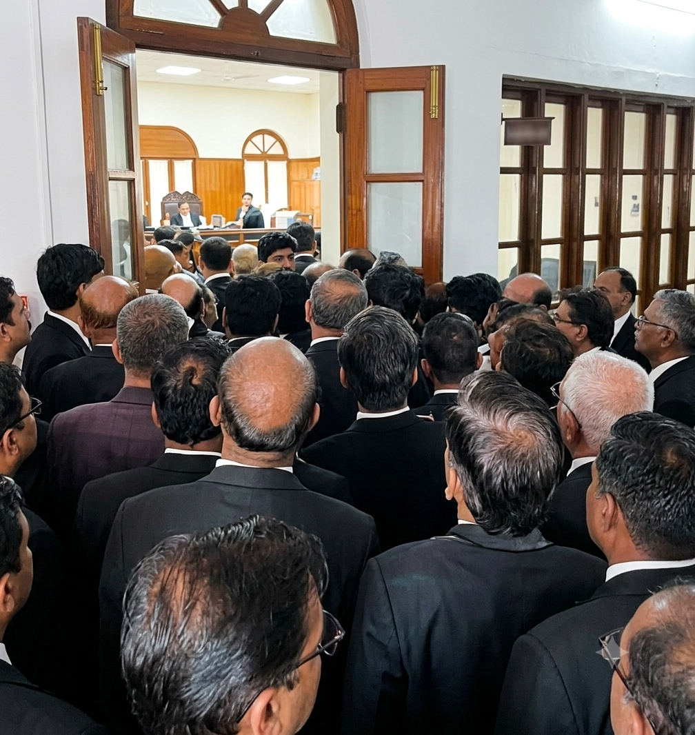 न्यायमूर्ति अजय भनोट द्वारा अधिवक्ता से दुर्व्यवहार के विरोध में इलाहाबाद हाईकोर्ट में वकीलों का हंगामा